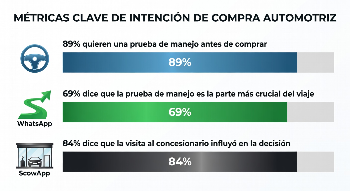 Un gráfico simple que deja algo bastante incómodo a la vista: el test drive pesa muchísimo en la decisión de compra, pero muchas agencias todavía lo coordinan atado con alambre.