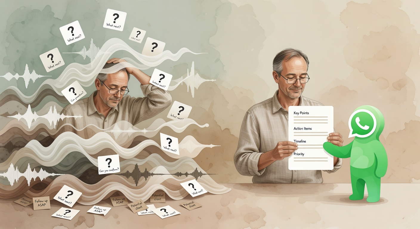 A la izquierda, el asesor está tapado por audios y preguntas repetidas; a la derecha, recibe un resumen prolijo antes de llamar. Esa diferencia es literalmente horas de laburo mejor usadas.
