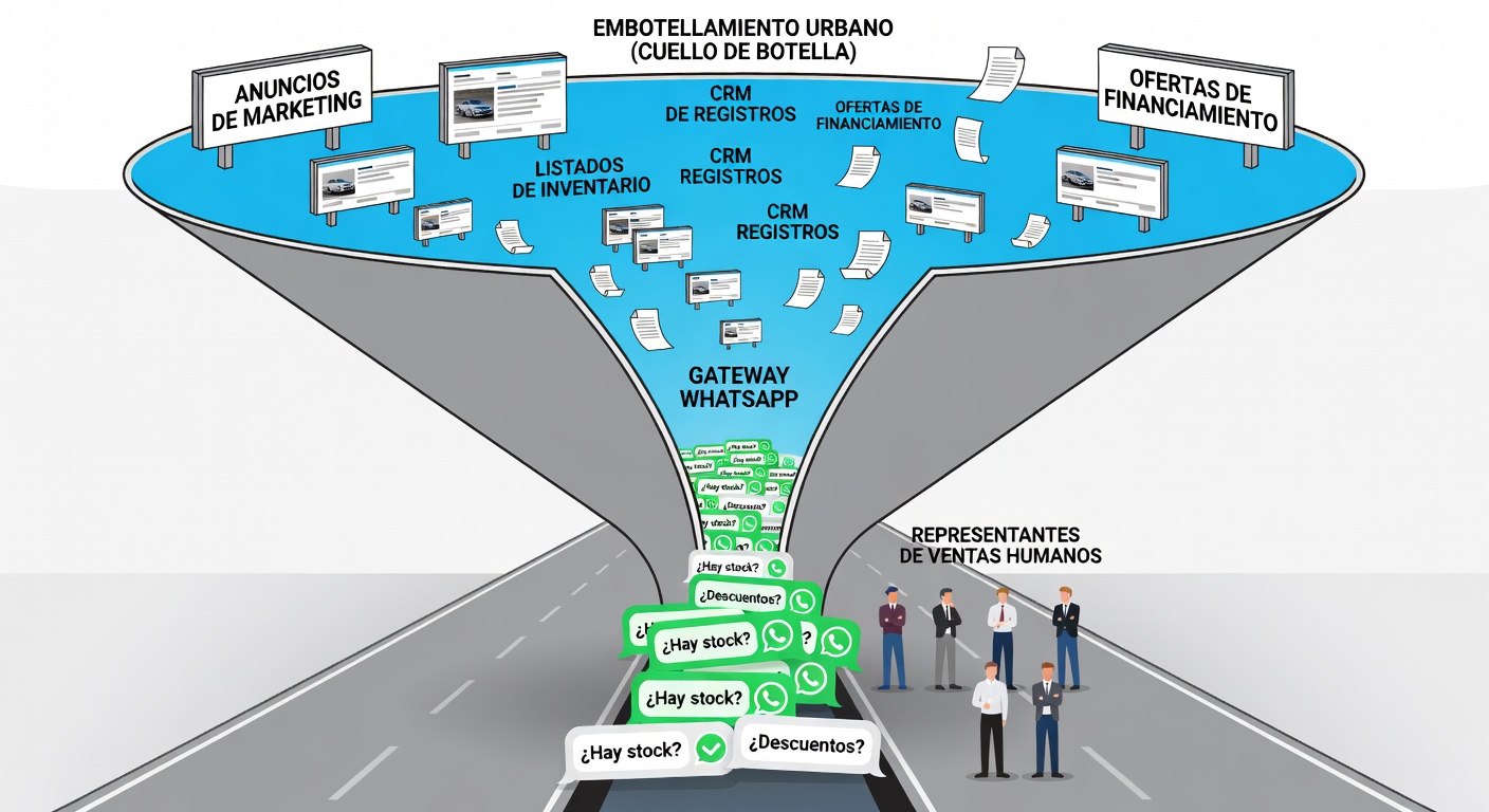 Una avenida llena de campañas, stock y CRM que termina en una calle angosta llamada WhatsApp. Ahí se arma el embotellamiento. Muy PyME, muy real.