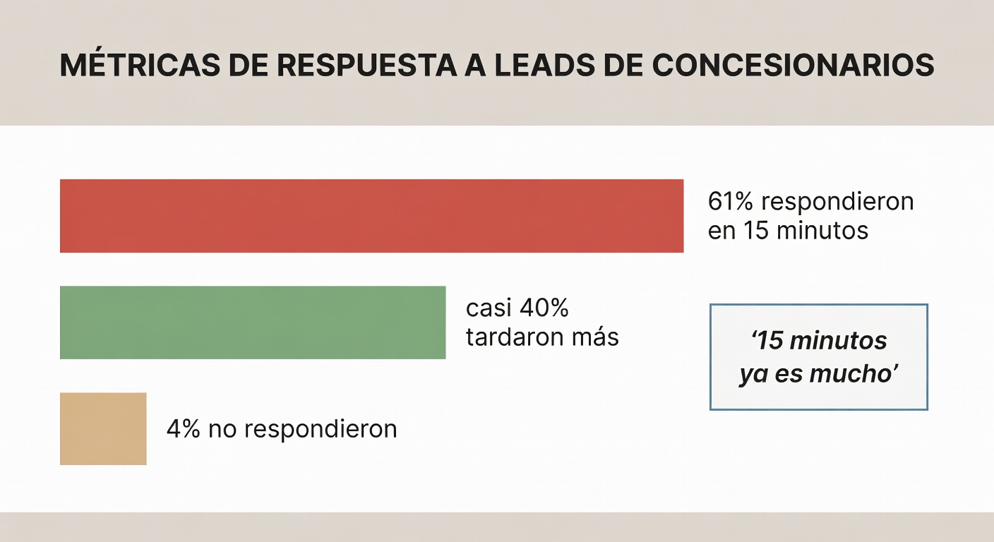 Un gráfico simple que muestra algo incómodo: una parte grande de las concesionarias responde tarde y una porción directamente no responde.